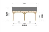 Wiata garażowa drewniana na 2 samochody LUNA DUO ze ścianą boczną, 6x6 m specification 4