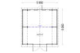 Garaż drewniany TEXAS (44 mm), 6x6 m, 36 m² specification 1