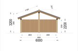 Wiata garażowa drewniana na 1 samochód LUNA ze ścianą w literę L, 3,2x6 m specification 5