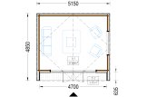 Domek ogrodowy drewniany PIA (34 mm + elewacja, z izolacją), 5x4 m, 20 m² specification 1