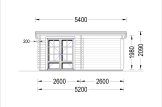 Domek ogrodowy drewniany LARISSA (28 mm), 5,2 x 2,7 m, 7 m² - z tarasem 7 m² specification 2