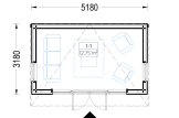 Domek ogrodowy drewniany EVELIN (34 mm + elewacja), 5x3 m, 15 m² specification 1