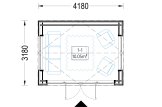 Domek ogrodowy drewniany EMMY (34 mm + elewacja), 4x3 m, 12 m² specification 1