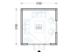 Domek ogrodowy drewniany TONIA (34 mm + elewacja), 5x5 m, 25 m² specification 1