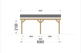 Wiata garażowa drewniana na 2 samochody LUNA DUO F ze ścianą boczną, 6x6 m specification 4