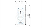 Wiata garażowa drewniana na 1 samochód LUNA F ze ścianą boczną 3,2x6 m specification 1