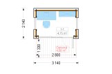 Domek ogrodowy drewniany EMMY (34 mm + elewacja, z izolacją), 3x2 m, 6 m² specification 1