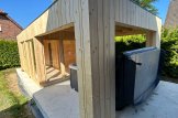Domek ogrodowy drewniany PREMIUM (34 mm + elewacja, z izolacją), 5x3 m, 15 m² - z tarasem 9 m² customer 2