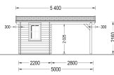 Wiata garażowa drewniana CLASSIC z pomieszczeniem gospodarczym, 5x6 m specification 4