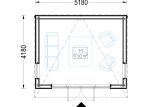 Domek ogrodowy drewniany EVELIN (34 mm + elewacja), 5x4 m, 20 m² specification 1