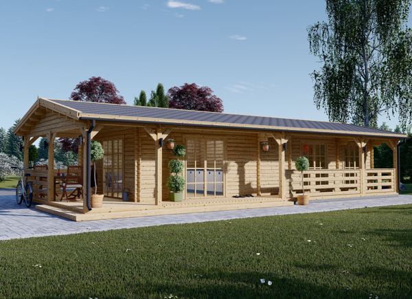 Dom drewniany letniskowy TOSCANA (44+44 mm), 53 m² - z tarasem 29 m² avp.ui.product_images.thumbnail 1