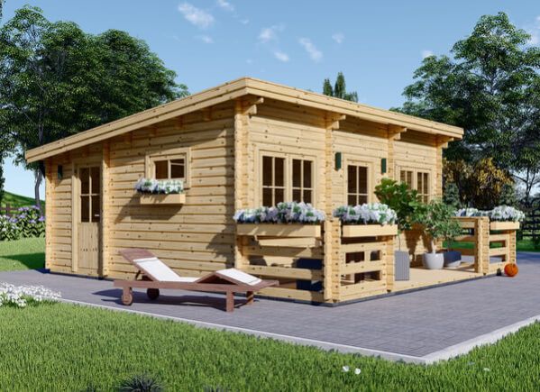 Domek letniskowy drewniany ALTURA F (44+44 mm, z izolacją), 31 m² - z tarasem 8 m² avp.ui.product_images.thumbnail 1