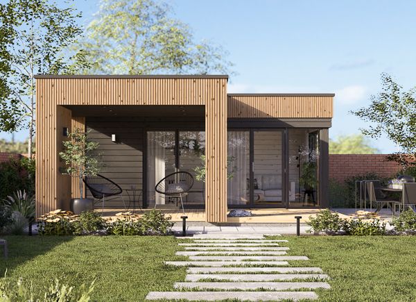 Domek ogrodowy drewniany INES PLUS z tarasem w kształcie litery L (34 mm + elewacja), 6x6 m, 36 m² avp.ui.product_images.thumbnail 1