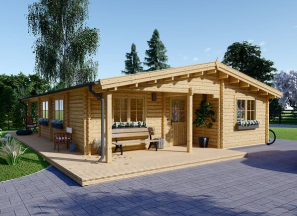 Dom drewniany letniskowy LINDA (44+44 mm), 78 m² - z tarasem 15 m² avp.ui.product_images.thumbnail 1