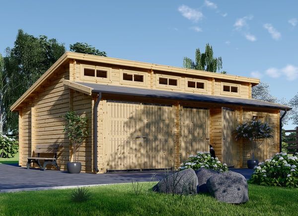 Garaż drewniany dwustanowiskowy TWIN DUO (44 mm), 8x6 m, 48 m² avp.ui.product_images.thumbnail 1