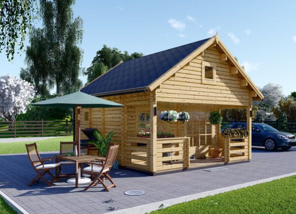 Domek letniskowy drewniany ALBI (44 mm), 5,6 x 5 m, 20 m² - z tarasem 8 m² avp.ui.product_images.thumbnail 1