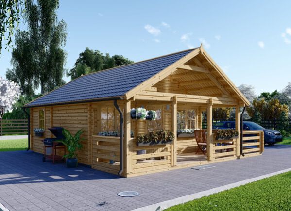 Domek letniskowy drewniany ANGERS (44+44 mm), 36 m² - z tarasem 19 m² avp.ui.product_images.thumbnail 1