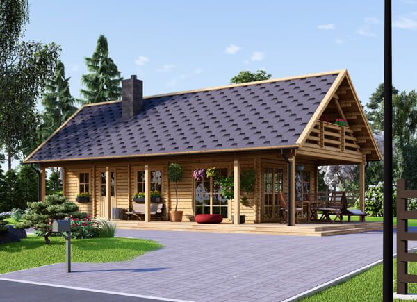 Dom drewniany letniskowy AURA (44+44 mm), 100 m² - z tarasem 35 m² avp.ui.product_images.thumbnail 1