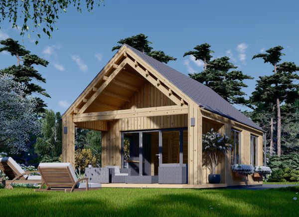 Domek letniskowy drewniany AGATA (44 mm + elewacja) z antresolą, 39 m² avp.ui.product_images.thumbnail 1