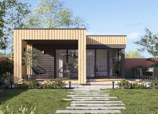 Domek ogrodowy drewniany INES PLUS z tarasem w kształcie litery L (34 mm + elewacja), 6x6 m, 36 m² avp.ui.product_images.thumbnail 1