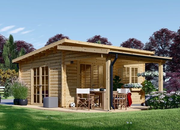 Domek letniskowy drewniany HELEN (44 mm), 6x6 m, 24 m² - z tarasem 12,5 m² avp.ui.product_images.thumbnail 1