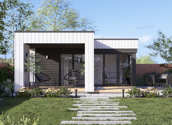 Domek ogrodowy drewniany INES PLUS z tarasem w kształcie litery L (34 mm + elewacja), 6x6 m, 36 m² avp.ui.product_images.thumbnail 1