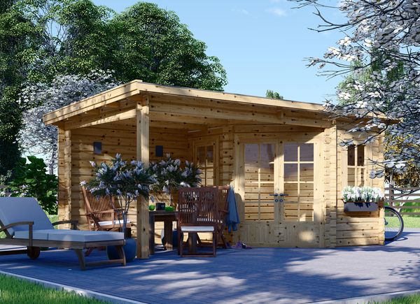 Domek ogrodowy drewniany KATERINA (28 mm), 5x3 m, 7,5 m² - z tarasem 7,5 m² avp.ui.product_images.thumbnail 1