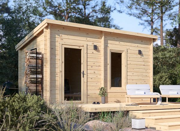 Sauna drewniana VIGOR 2 z przebieralnią (bal lity) – 4,5×2,5 m, 9,15 m² thumbnail 1