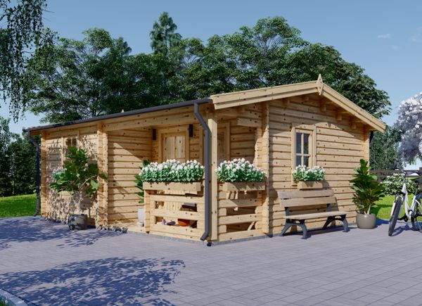 Domek letniskowy drewniany NANTES (44+44 mm, z izolacją), 6 x 4,7 m, 24 m² - z tarasem 3,5 m² avp.ui.product_images.thumbnail 1