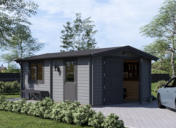 Garaż drewniany CLASSIC (44 mm), 4x6 m, 24 m² thumbnail 1