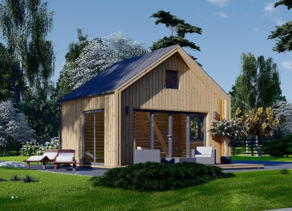 Domek letniskowy drewniany SARA (34 mm + elewacja) z antresolą, 20 m² avp.ui.product_images.thumbnail 1