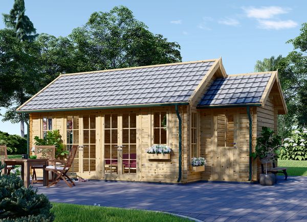 Domek ogrodowy drewniany ELLA (44 mm) z pomieszczeniem gospodarczym, 7x4 m, 28 m² avp.ui.product_images.thumbnail 1