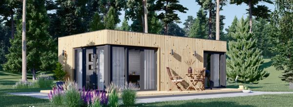 Domek letniskowy drewniany PREMIUM (34 mm + elewacja, z izolacją PLUS), 7,5 x 4 m, 30 m²