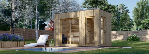 Sauna ogrodowa zewnętrzna DELLA (34 mm + elewacja), 3,6 x 2,1 m, 5,5 m²