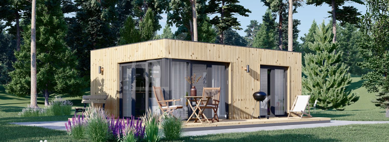 Domek letniskowy drewniany PREMIUM (34 mm + elewacja), 6,5 x 4,5 m, 30 m² visualization 1