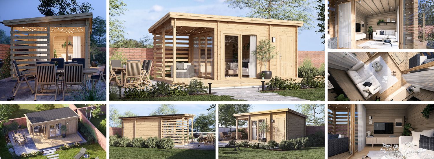 Domek ogrodowy drewniany EVA z pomieszczeniem gospodarczym  (34 mm), 6x3 m, 11 m² visualization 1