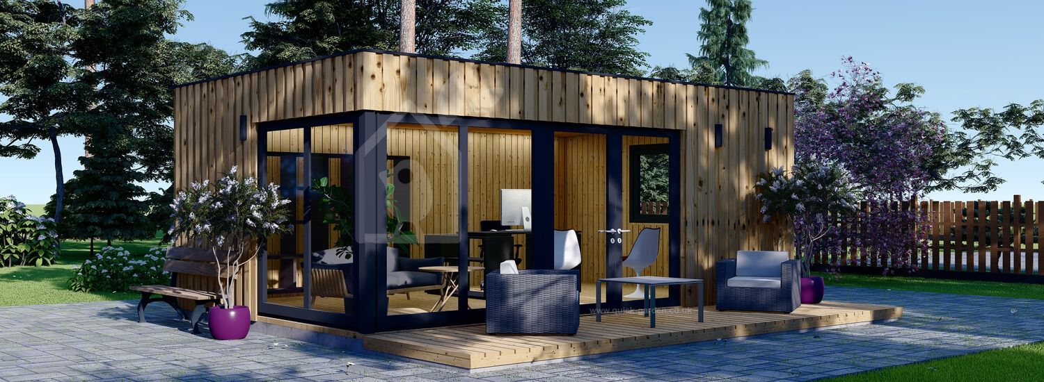 Domek ogrodowy drewniany PREMIUM (paneli SIP), 6x4 m, 24 m² visualization 1