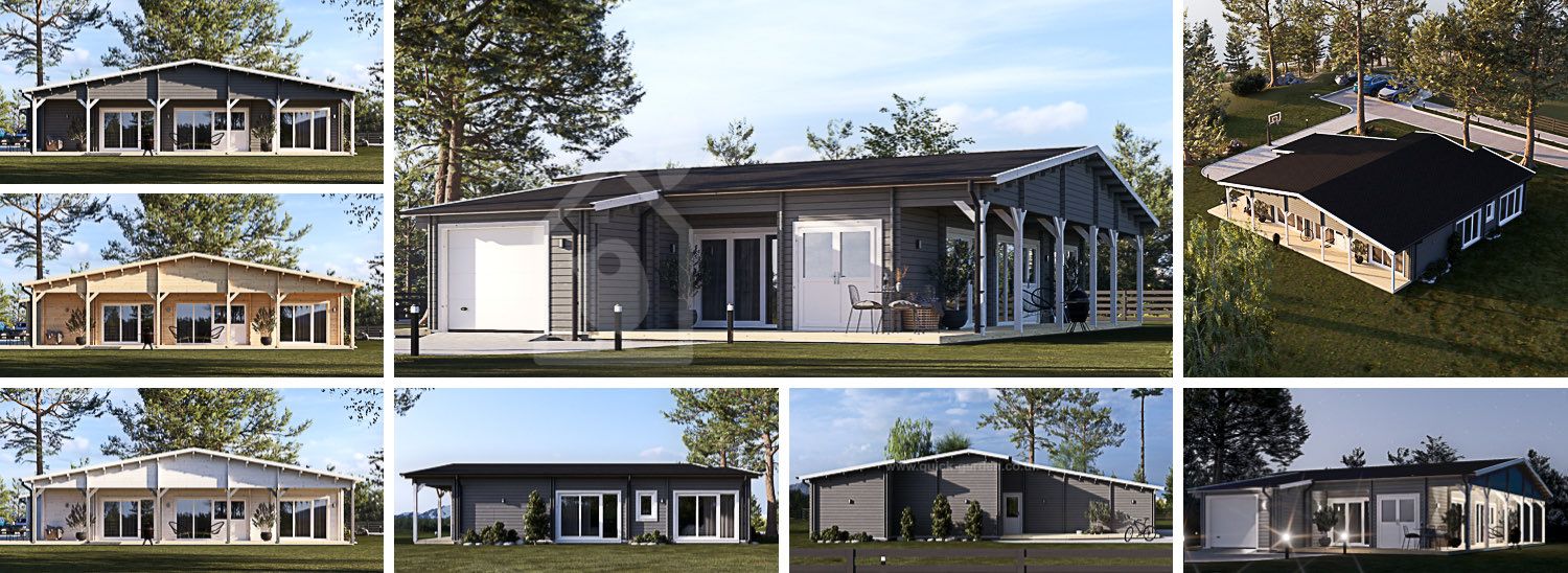 Dom drewniany letniskowy RIVIERA S (44+44 mm), 130 m² visualization 1