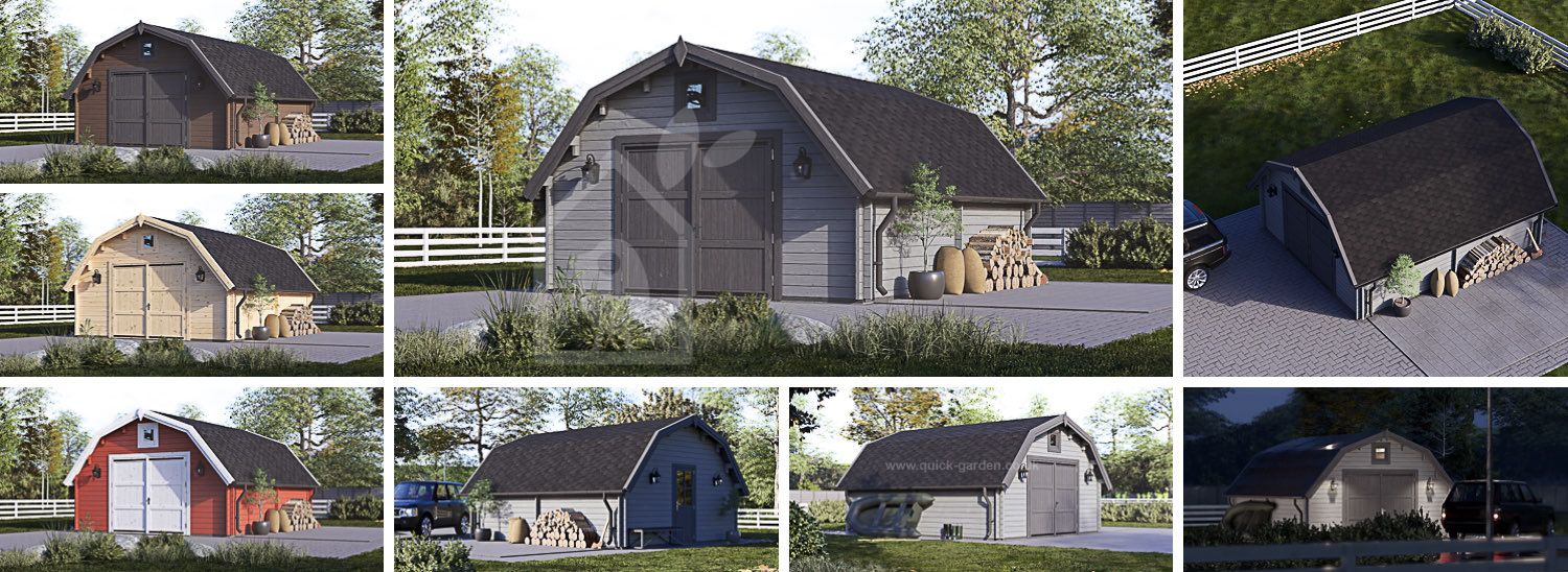 Garaż drewniany BARN (44 mm), 5x6 m, 30 m² visualization 1