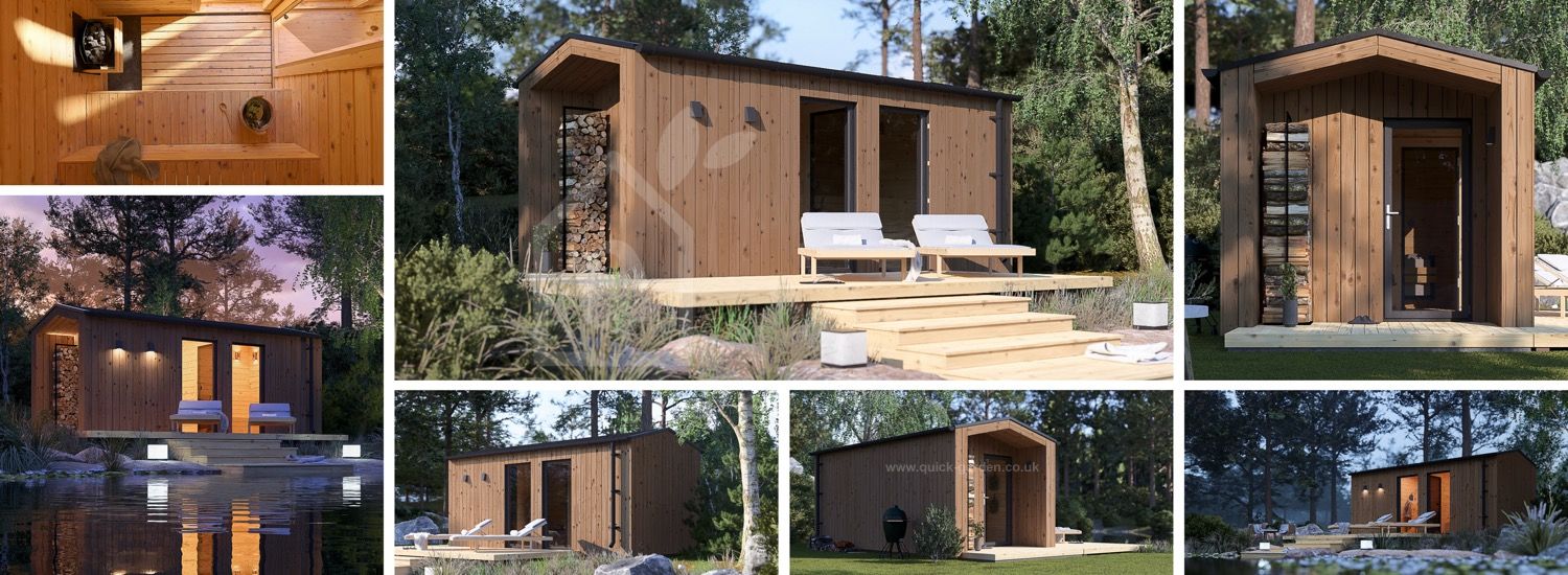 Sauna ogrodowa zewnętrzna SERENE (34 mm + elewacja), 5.3x2.5 m, 5 m² visualization 1