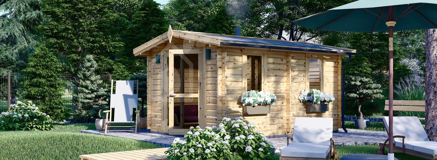 Sauna ogrodowa zewnętrzna ELDA (44 mm), 3x4 m, 12 m² visualization 1