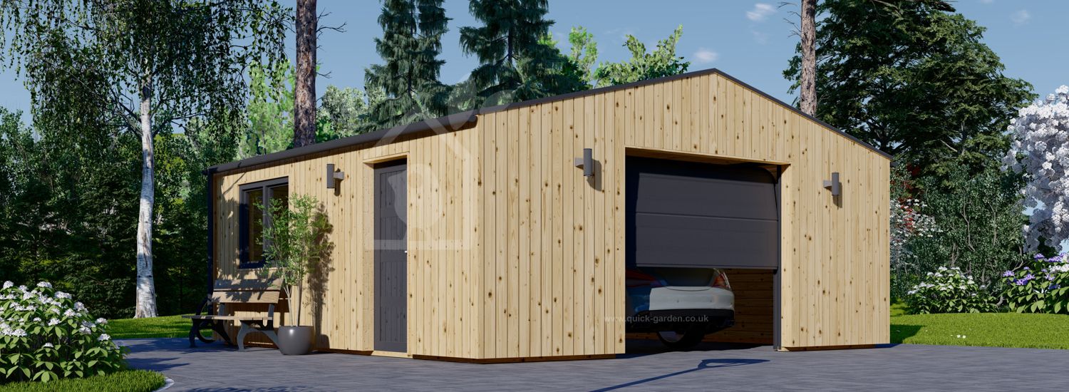 Garaż drewniany SILVIA (34 mm + elewacja), 6x6 m, 36 m² visualization 1
