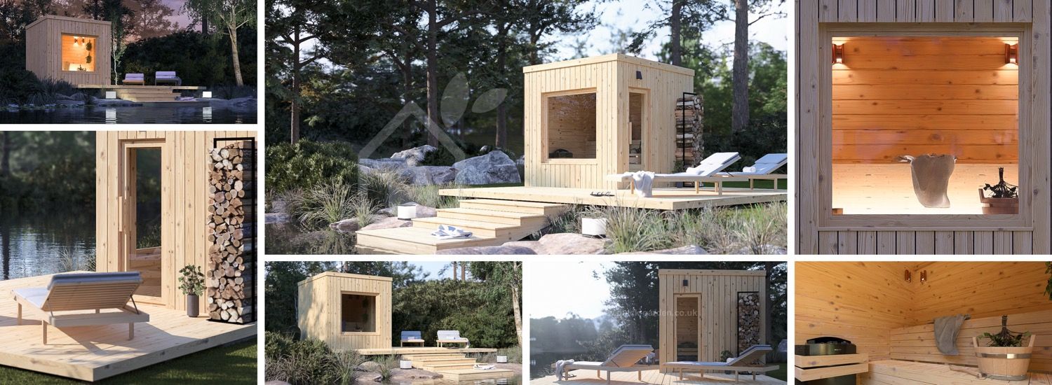 Sauna ogrodowa zewnętrzna OKO (34 mm + elewacja), 2.3x2.3 m, 4.1 m² visualization 1