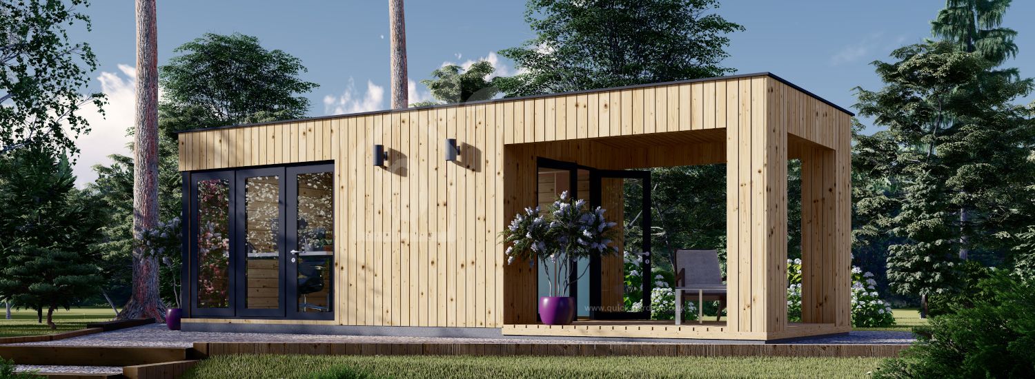 Domek ogrodowy drewniany PREMIUM (34 mm + elewacja), 5x3 m, 15 m² - z tarasem 9 m² visualization 1