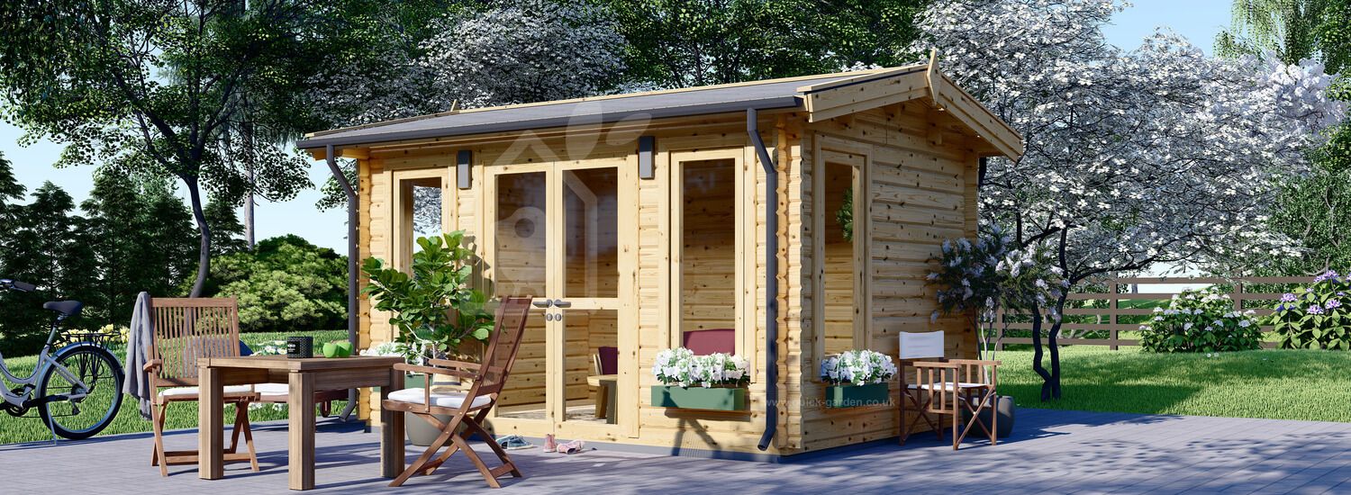 Domek ogrodowy drewniany POOLHOUSE (44 mm), 4x3 m, 12 m² visualization 1