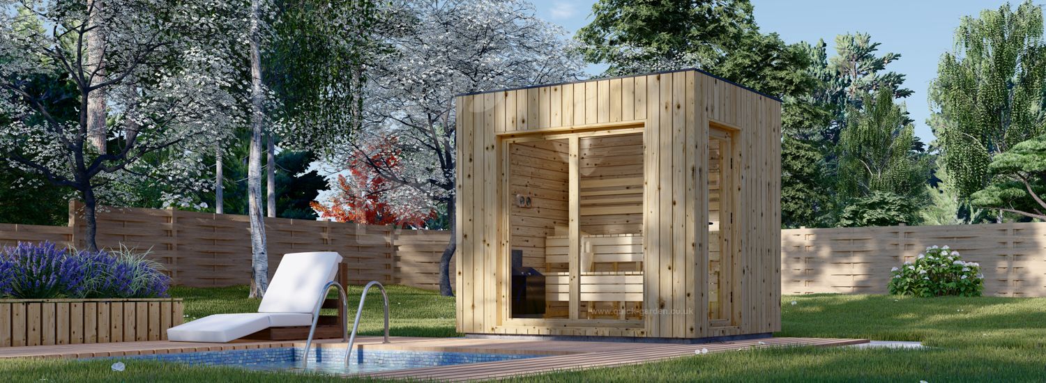 Sauna ogrodowa zewnętrzna DELLA (34 mm + elewacja), 2,6 x 2,1 m, 3,8 m² visualization 1