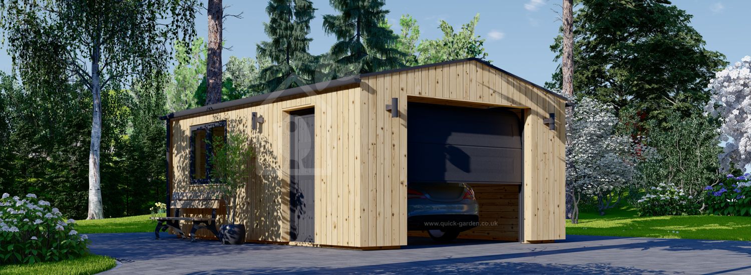 Garaż drewniany SILVIA (34 mm + elewacja), 4x6 m, 24 m² visualization 1