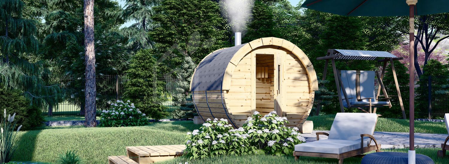 Sauna ogrodowa beczka HELGA 24 (46 mm), 2.4 m, ⌀ 1.97 m visualization 1