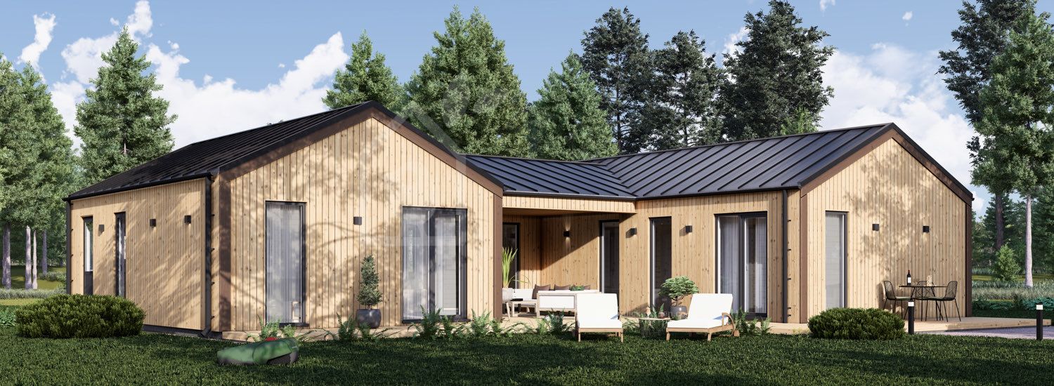 Dom drewniany letniskowy SCARLET S (44 mm + elewacja), 139 m² visualization 1