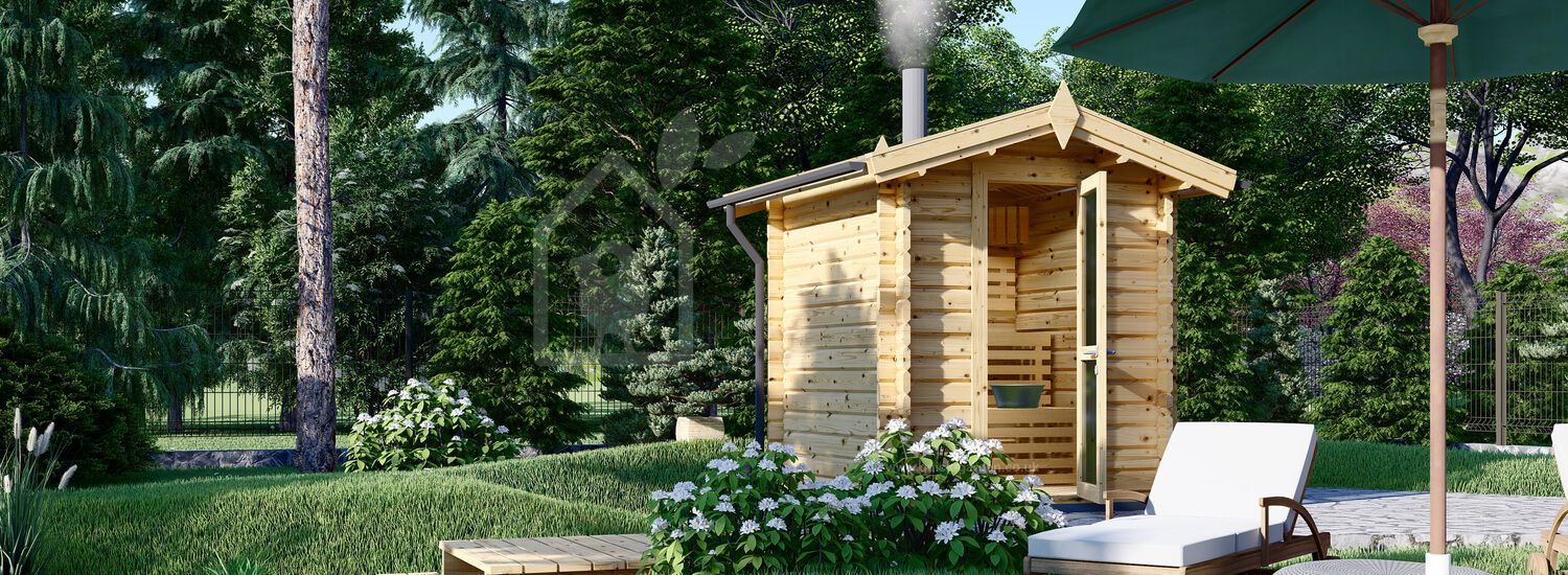 Sauna ogrodowa zewnętrzna ELDA (44 mm), 2x2 m, 4 m² visualization 1
